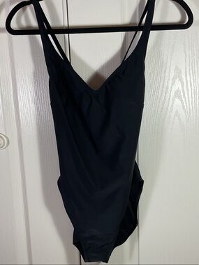 Sunsets Sleek Black V-Neck One-Piece Swimsuit
